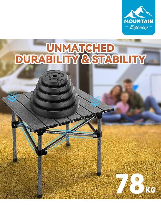 استكشاف الجبال طاولة فناء قابلة للطي وطاولة سفر، طاولة خارجية محمولة، مناسبة للاستخدام الخارجي، الشرفات، التخييم، وتناول الطعام في الحديقة، المقاس 53×51×50 سم - Image 5